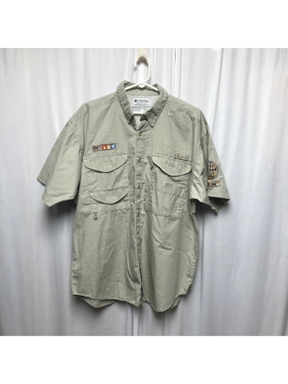 Columbia Sportswear Shirt Mens Size Medium ESPN Outdoors Cotton Short Sleeve
